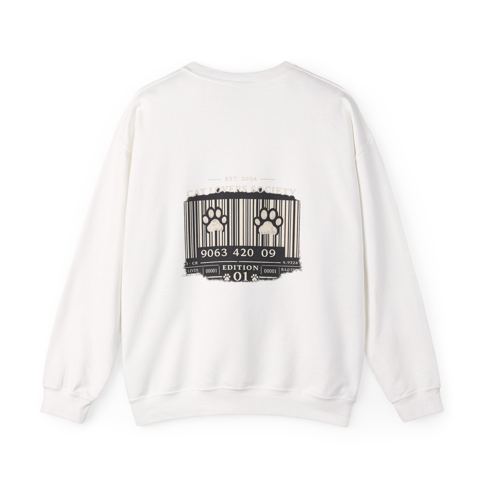 Cat Saxophone Crewneck Sweatshirt — Noir Jazz Cat Graphic Pullover